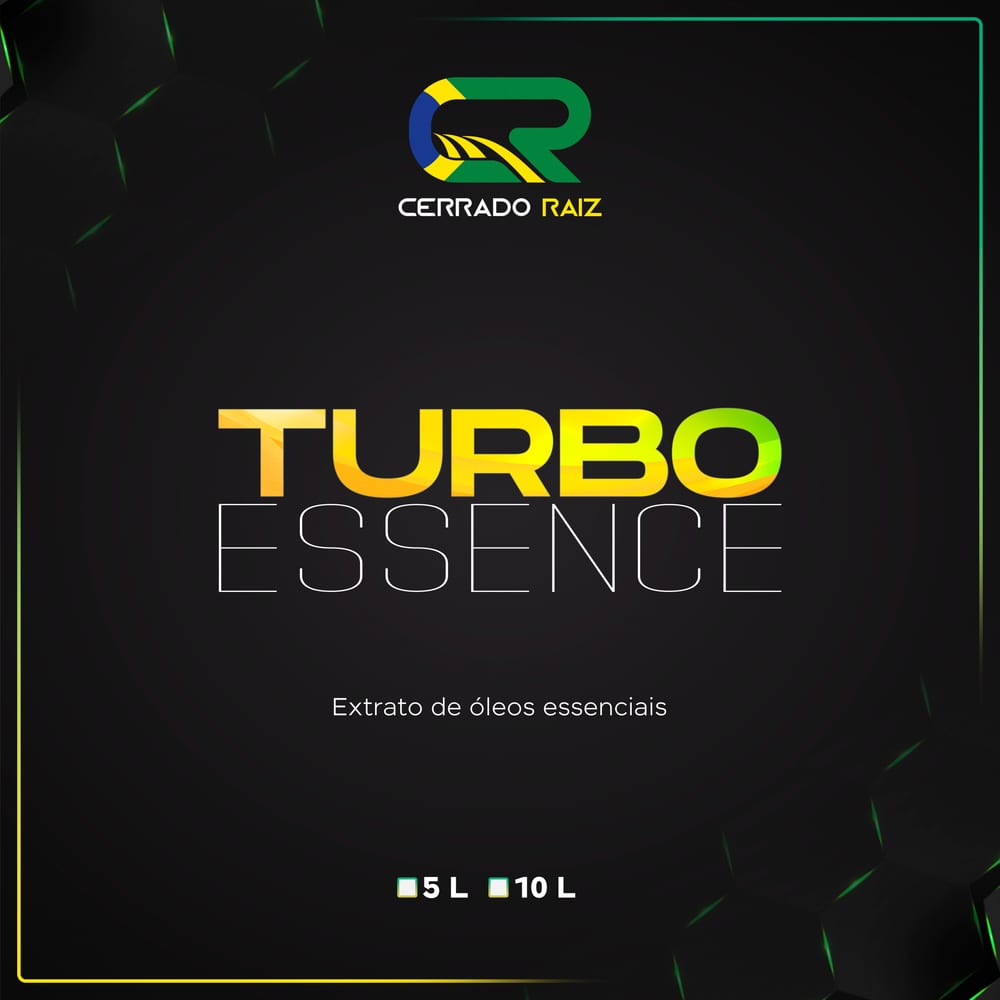 Turbo Essence — extrato de óleos essenciais, carro-chefe Cerrado Raiz, disponível em 5L e 10L